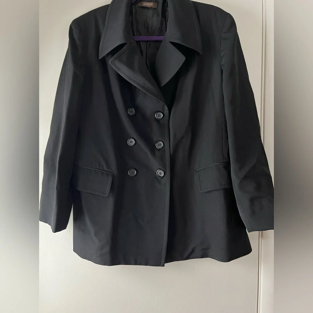 J. Crew Peacoat Blazer Double Breasted Solid Black Large - Picture 4 of 6